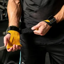 1 Pair Pull Grip Protective Adjustable Unisex Support Artificial Cowhide Wear Resistant Wrist Wraps Non Slip Fitness Care Gym