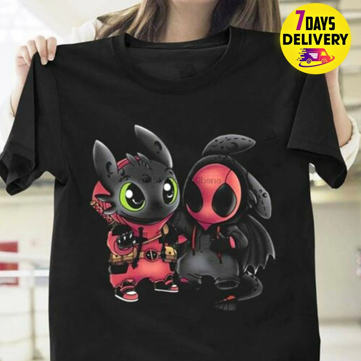 

Deap00l Stitch Toothless T Shirt Black Size S-3XL Short Sleeves Cotton T-Shirt Fashion