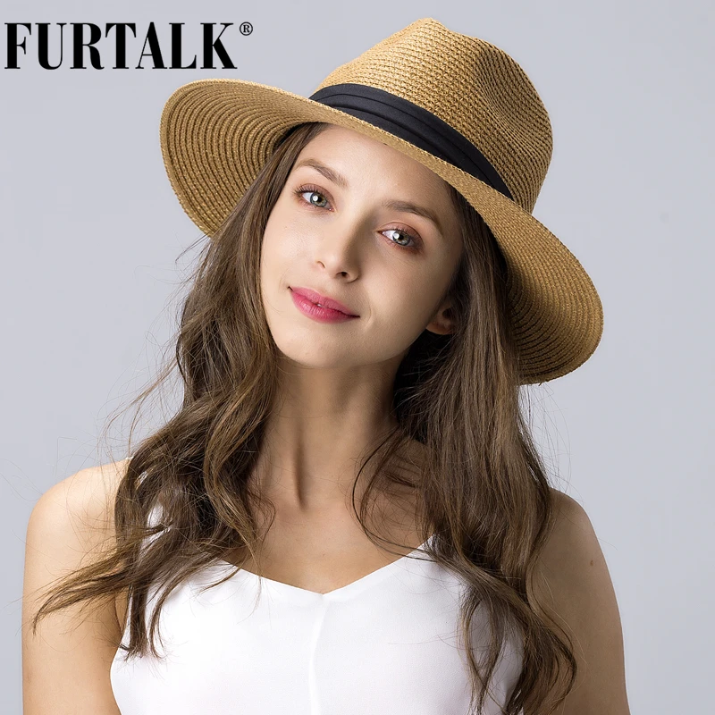 FURTALK Летняя шляпа для женщин и мужчин соломенная путешествий пляжная от солнца с