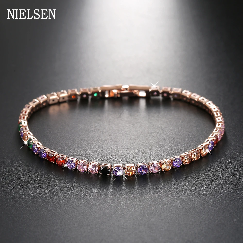 Trend Korean Braclet Rainbow Colorful CZ Charm Plated Gold Bangles Gifts for Women Bracelets | Украшения и аксессуары