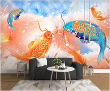

3d wallpaper for walls in rolls Chinese style river carp jumping room home decor custom mural 3d photo wallpaper on the wall
