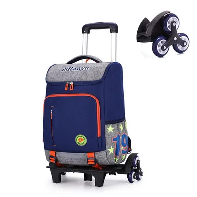 Чехол с мультяшной тележкой, школьная сумка для детей 6-10 лет, водонепроницаемый рюкзак для девочек, багаж для путешествий - Цвет: 6 wheels