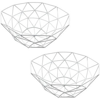 

2 Pack Metal Wire Iron Fruit Basket Bowl, Iron Fruit Basket Stand Metal Storage Organizer Basket for Kitchen Cabinets