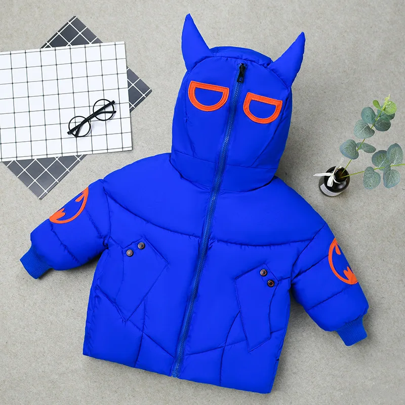 Boys Hooded Down Coat Winter Outerwear Coats Kids Thicken Zipper Sweater Warm Jacket Clothes Christmas Masked role Play Clothing - Цвет: as the picture