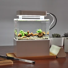 Betta Fish Bowl портативный Настольный аквапонный аквариум с фильтрацией воды светодиодный и тихий воздушный насос мини из бусин и жемчужин для декора