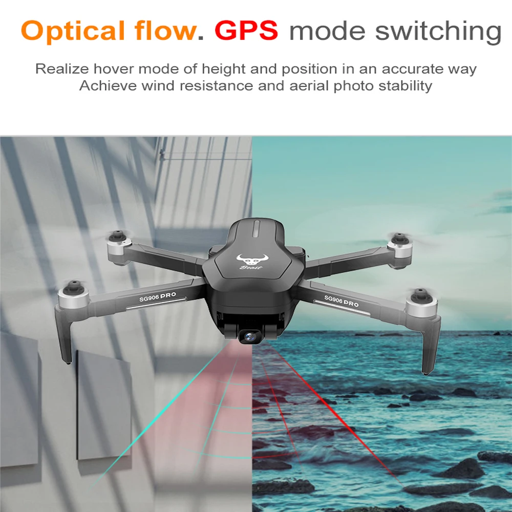 KCX SG906PRO Профессиональный GPS Дроны с Камера HD 4K 5G Wi Fi FPV 1200M 2 Ось Gimbal Дрон бесщеточным