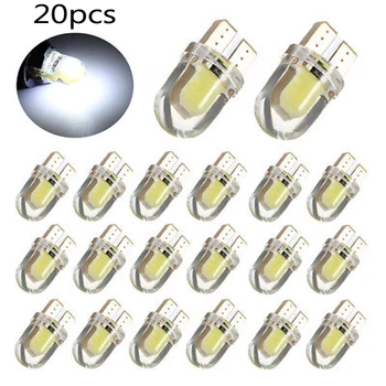 

20pcs T10 COB LED Lights DC12V 1W COB Silica Bright White Interior Door Side Parking Car plate Turn Signal Bulbs 194 168 W5W