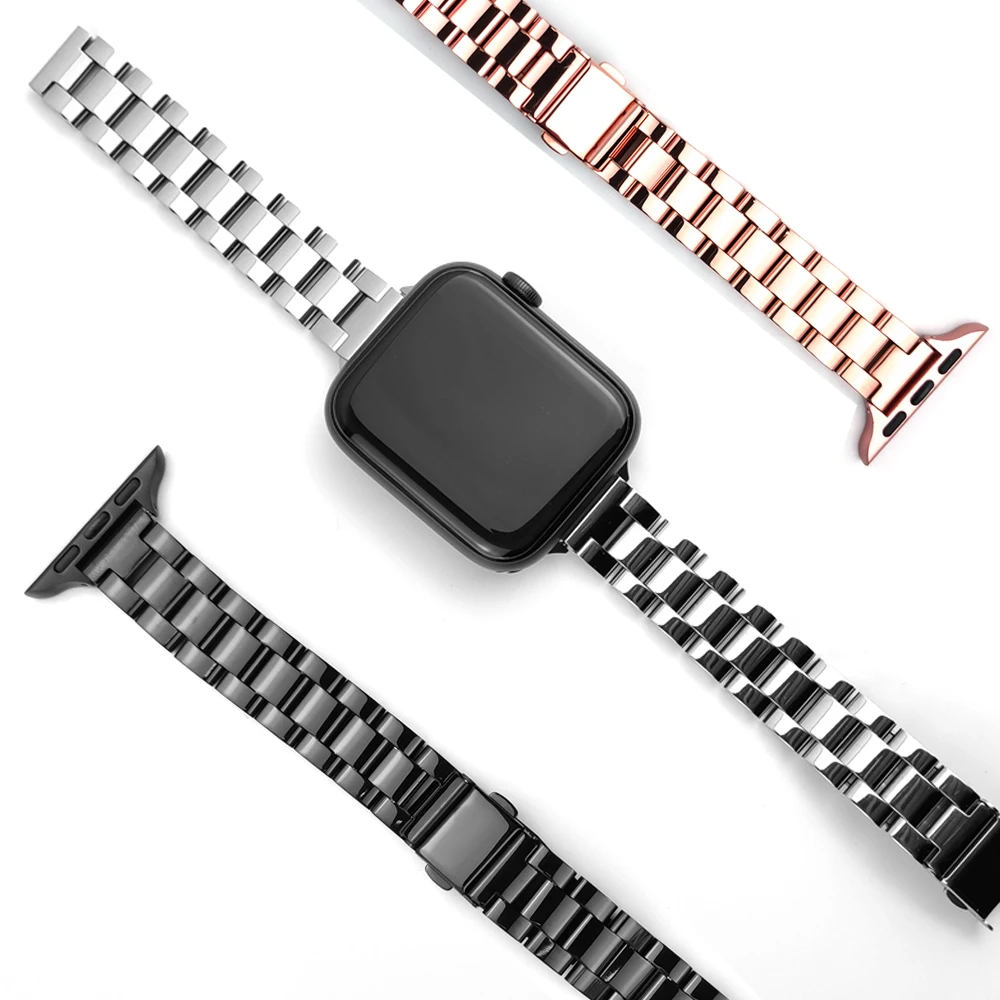 

Браслет для Apple Watch 7 6 Se, тонкий браслет из нержавеющей стали для Iwatch Series 5 3 38 мм 42 мм, 40 мм 44 мм