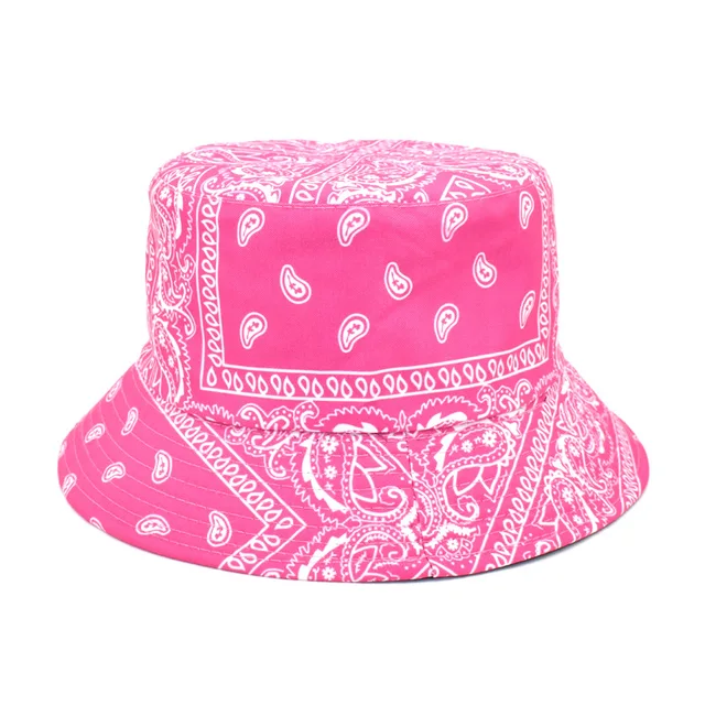 New Unisex Pattern Cotton Bucket Hat Men Women Cotton Double-Sided Sun Cap Summer Panama Fashion Fold Sun Fishing Fisherman Hats C7 rose Red