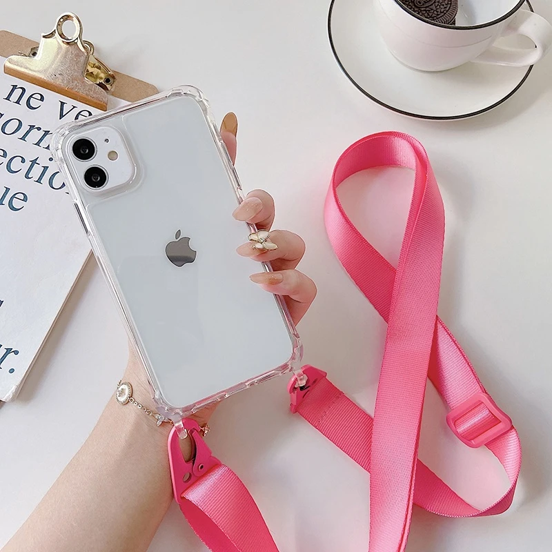 Clear Crossbody Phone Case with Lanyard Strap and Transparent Back Cover