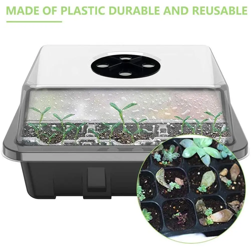 6 Pcs Greenhouse Propagation Box 12 Cells Plants Tray Indoor Mini Greenhouse Propagation Sets with Lid and Ventilation