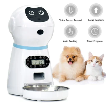 

Pet Feeders US/UK/ Plug With Voice Record Stainless Steel Dog Food Bowl Auto Cat LCD Screen Timer Food Dispenser