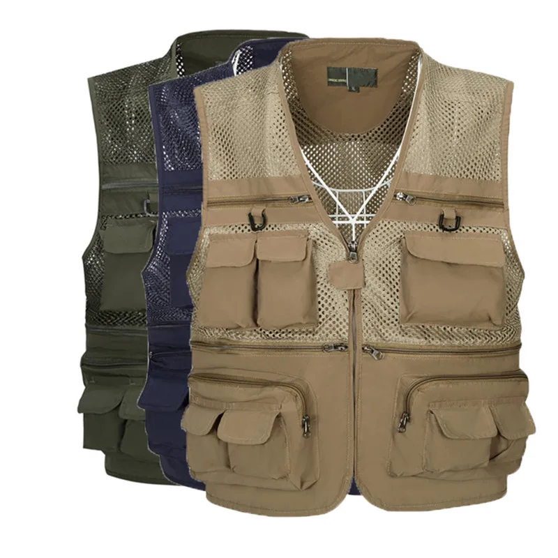 

Summer Middle-aged Men Mesh Waistcoat Fishing Photography Reporter Vest Multi-pockets Waistcoat 65