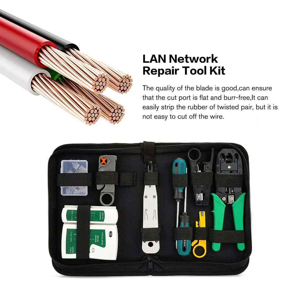 10/12pcs/set Portable LAN Network Repair Tool Kit UTP Cable Clamp Pliers Cable Tester Wire Crimper Stripping Crimping Pliers