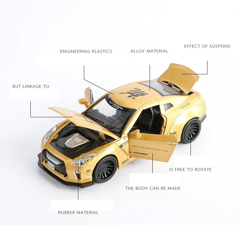 Новая Модель гоночного автомобиля NISSAN GTR 1:32 литой и игрушечный автомобиль