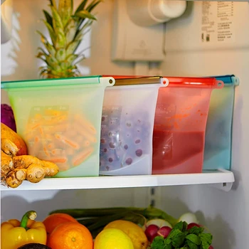 

2pcs/4Pcs/Set Silicone Food Storage Bags 3Size Reusable Kitchen Refrigerator Preservation Bag Zipper FDA-grade Cooking Fresh Bag