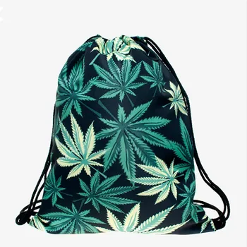 

Drawstring Bag Backpack 3D Digital Printing Plant Leaf Drawstring Bag Storage Bag for Both Men and Women