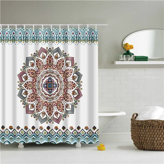 Decorative Geometric Geometry Merry Christmas Bohemian Shower Curtains Bathroom Curtain Fabric Waterproof Polyester With Hooks - Цвет: 18