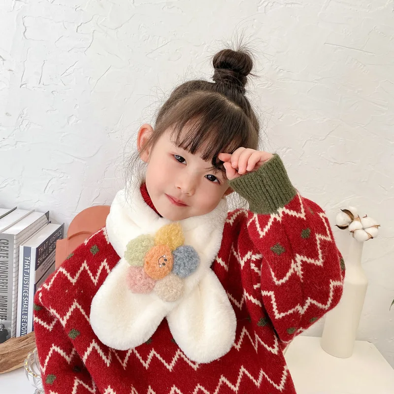 

Children's scarf winter new scarf warm and comfortable cute scarf cartoon scarf girl cross scarf
