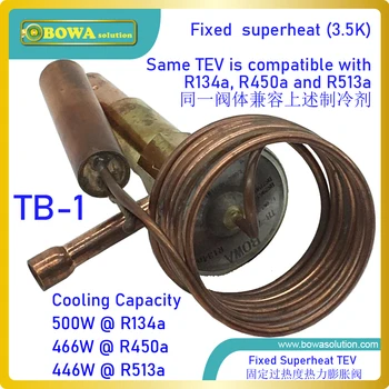 

500W R134a fixed superheat TEV is used for serial produced systems(2 to 4cc/rev), such as drink dispensers, beer coolers, etc.