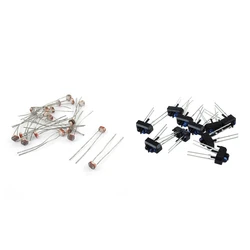 Fashion30 Pcs Parts: 20 Pcs 50-100K Ohm Photoresistor Photo Resistors Light-Dependent Resistance & 10PCS TCRT5000L TCRT5000 Refl