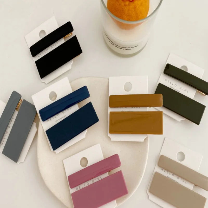 

Simple and versatile solid color hairpin personality wide hair card side clip Korean temperament resin bangs clip hair accessori