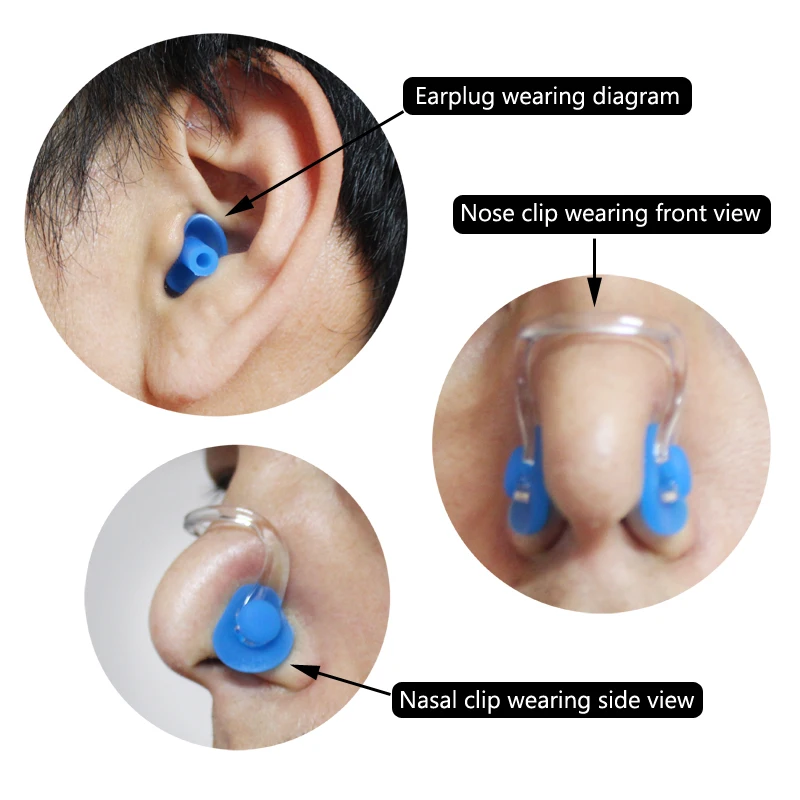 1 Pair/set Soft EarPlugs&1 Nose Clip Silicone Waterproof Dust-Proof Earplugs Sleeping Travel Water Sport Swimming Accessorie