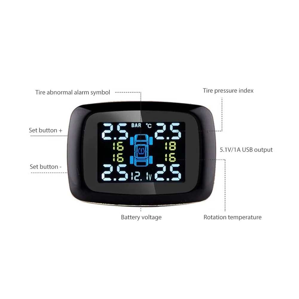 Система контроля давления в шинах Smart Car TPMS USB lcd цветной дисплей Система контроля давления в шинах с датчиком ford tpms старлайн