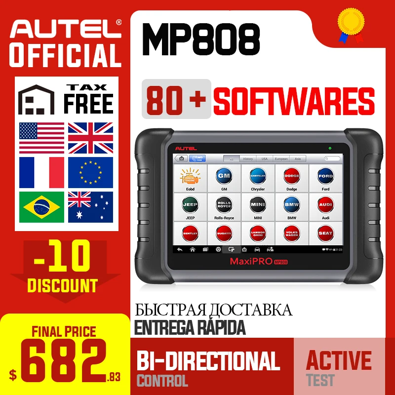 2019 Новый autel MaxiPRO MP808 как MaxiDAS DS808 OBD2 инструмент диагностики OBD2 сканер OBD 2 ЭБУ анализа ключ кодирования PK Maxisys MS906