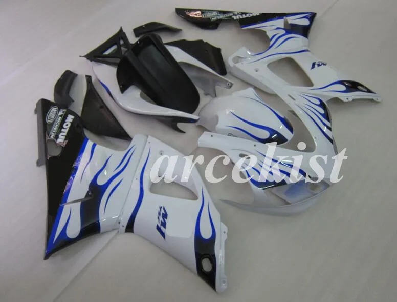 

New ABS Full fairings Kit Fit for Yamaha YZF-R1 YZF1000 R1 1998 1999 98 99 fairing set bodywork blue white Flame