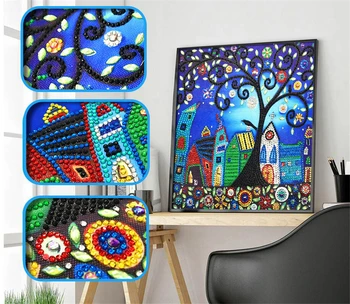 

Huacan New Arrival Diamond Embroidery Special Shaped Cartoon 5D Diamond Painting Mosaic Sale Tree Home Decoration 24x24cm