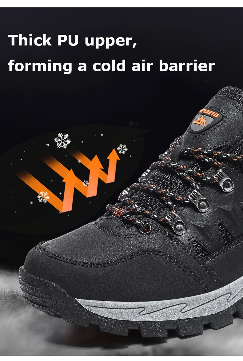 Abhoth Running Shoes Men Sneakers Winter Plus Velvet Keep Warm Snow Non-slip Waterproof Outdoor Hiking Shoes Large Size 36-48
