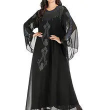 Винтажное черное шифоновое длинное платье большого размера осенне-зимнее платье А-силуэта элегантное вечернее Макси-платье большого размера Женское vestidos