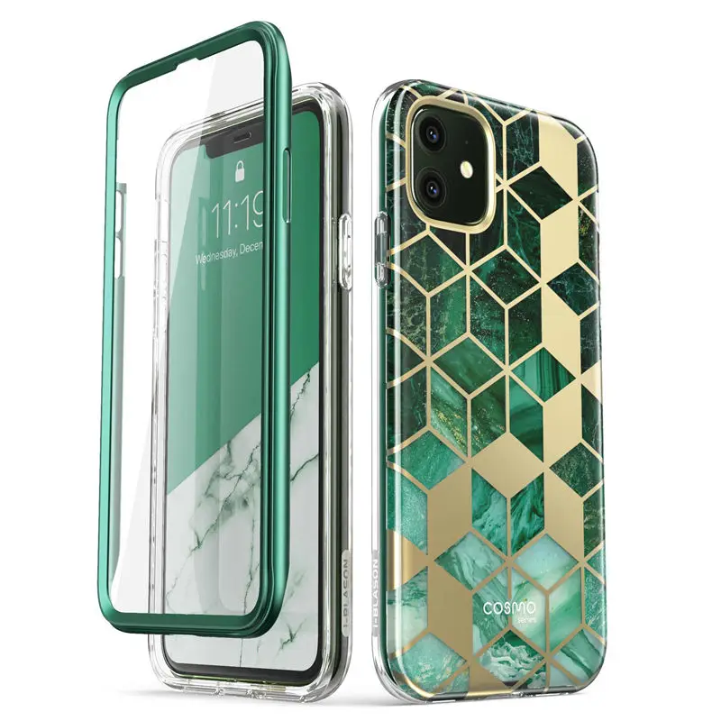 I-BLASON для iPhone 11 чехол 6,1 дюймов( выпуск) Cosmo полный корпус блестящий Мраморный бампер чехол со встроенной защитной пленкой - Цвет: Green