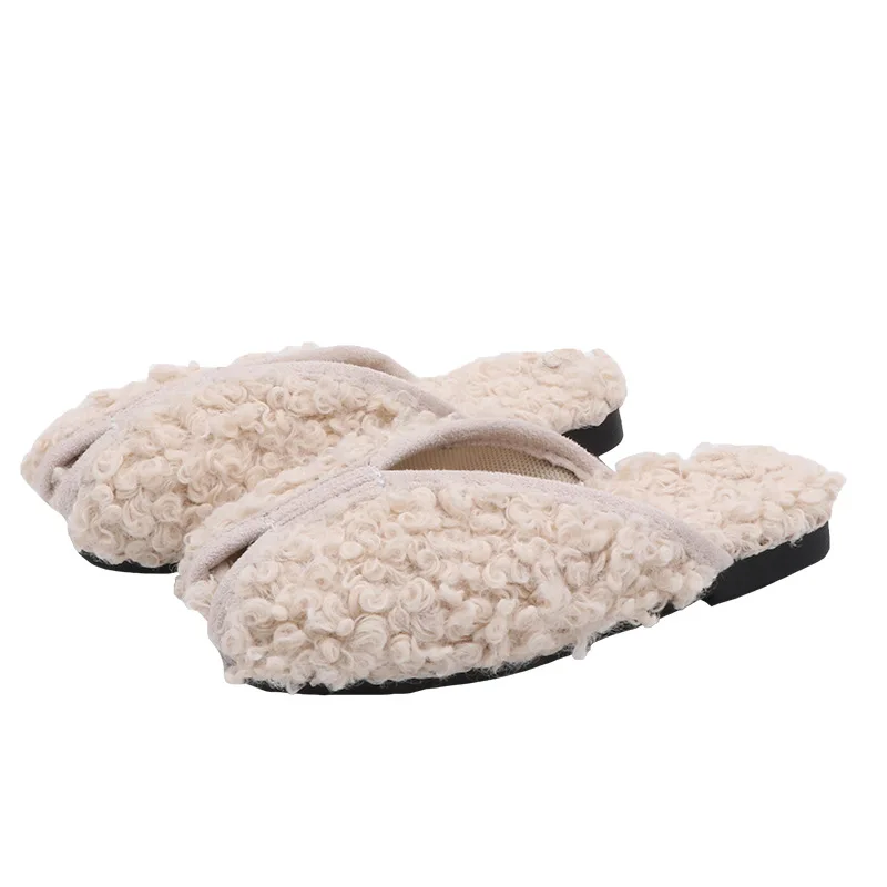 Осень и зима домашние тапочки для девочек корейские Baotou туфли на плоской поверхности для ленивых полу тапочки от 4 до 7 лет