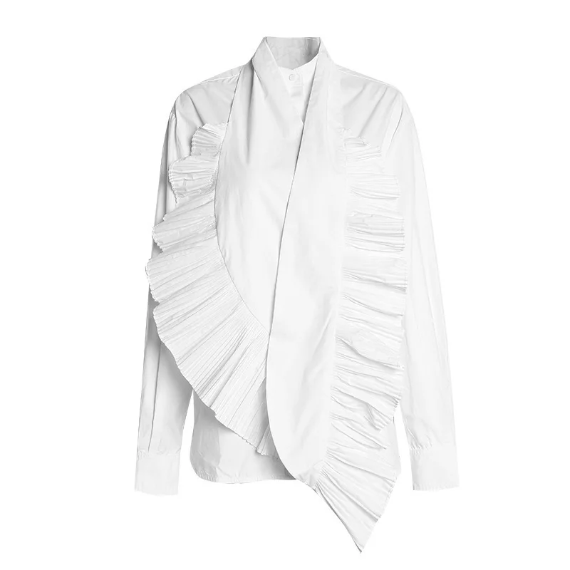 DEAT новая весенняя и летняя модная женская одежда, плиссированная однобортная рубашка с воротником и бантом, женская блузка WD60300L