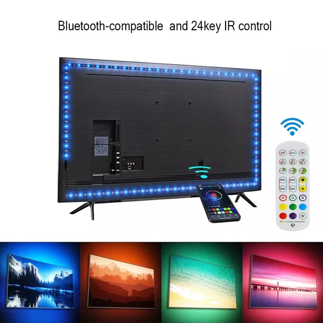 Usb Led Strip 5050 Rgb Tv Background Lighting Kit Ir Music Bluetooth  Controller - Led Strip - Aliexpress