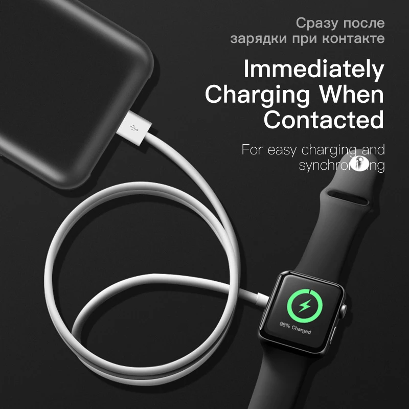 2 в 1 Беспроводное зарядное устройство для Apple Watch Series 1 2 3 4 USB Магнитный зарядный кабель 3,3 футов/1 метр для iPhone X XR XS 8 8 Plus
