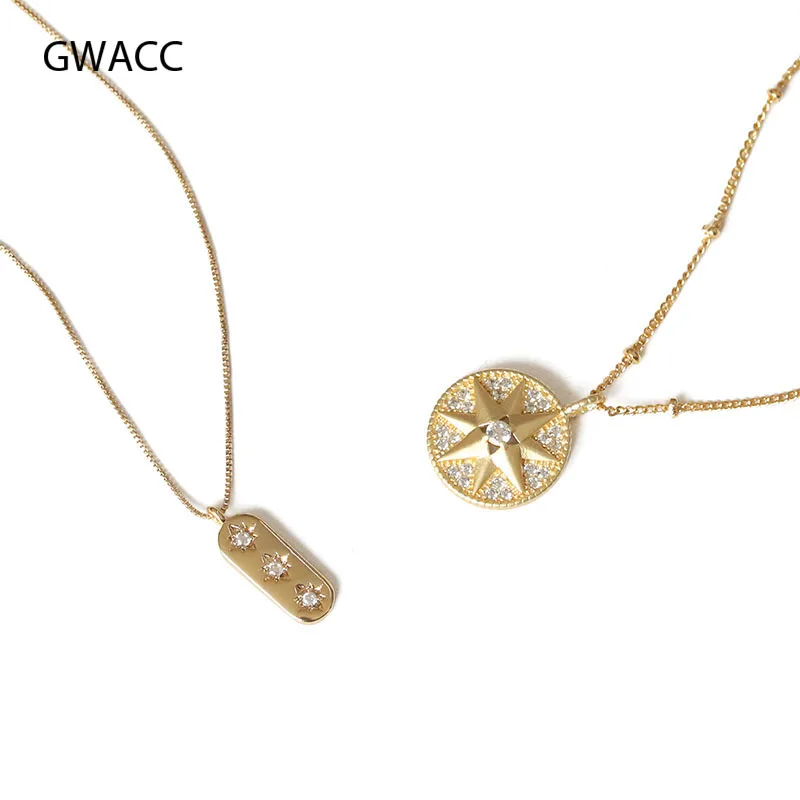 

GWACC Simple Style Gold Color Chain Star Pendant Necklaces For Women 2019 Fashion Summer Jewelry Ladies Necklace Simple Design