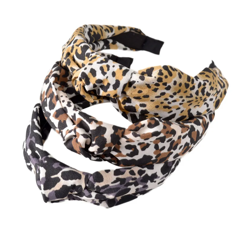 20pcs/lot zebra print animal print knot headband pink leopard fashion girls new year gift hairband bows for women accessories
