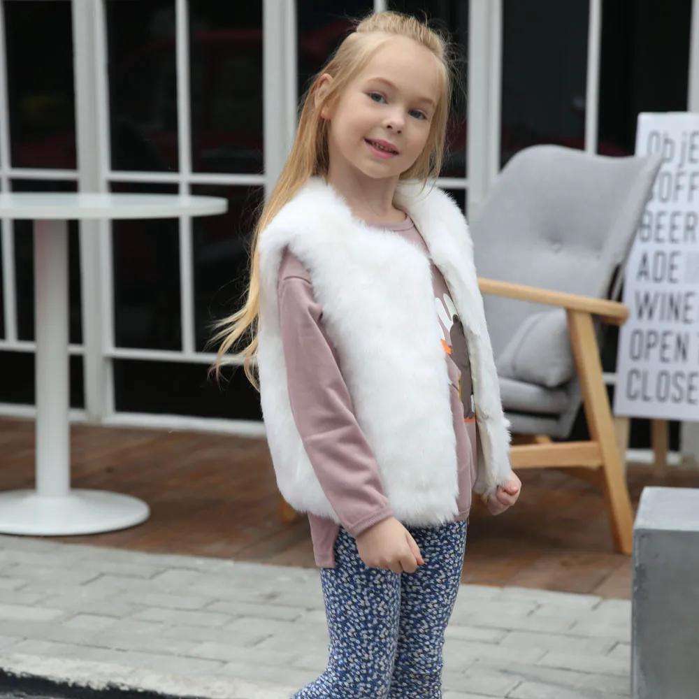 ARLONEET furry vest for girls Kids Faux Fur Wool Vest Winter Warm fashion Clothes Faux Fur Waistcoat Thick Coat Outwear CD05
