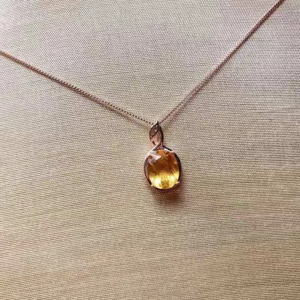 Fashion yellow crystal S925 pendant necklace for Party