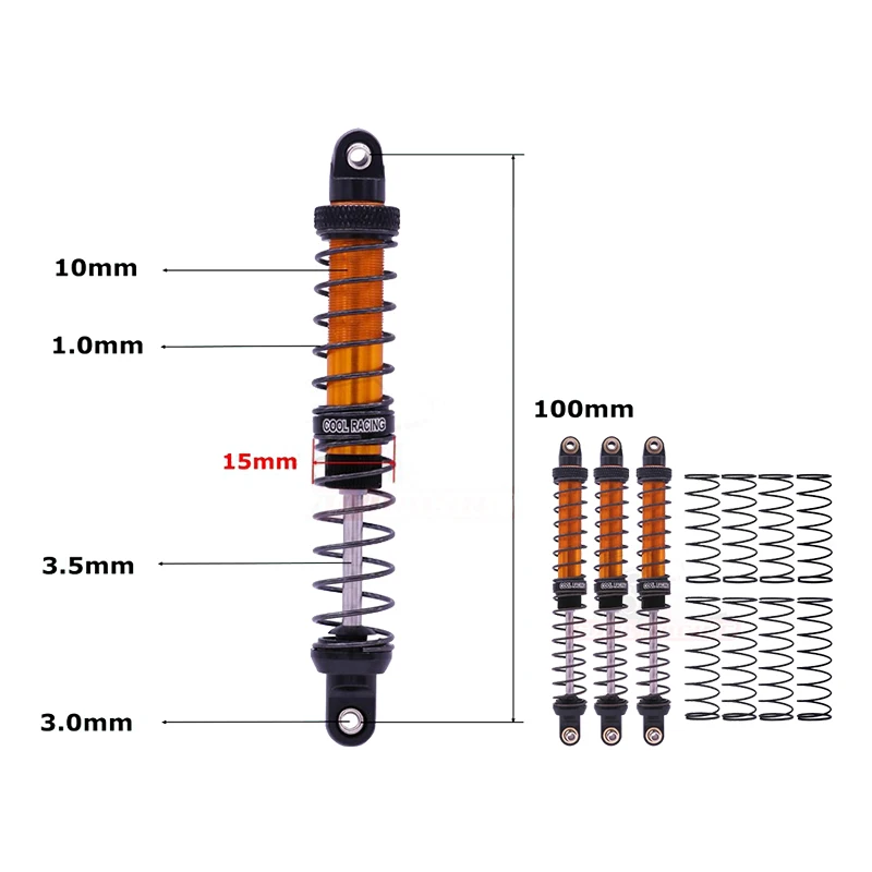 4 шт. Металлические Амортизаторы для Rock Crawler 70 мм 80 90 100 110 120 AXIAL SCX10 D90 CC01|Детали и