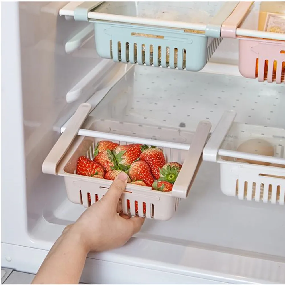 

Multi-Purpose Refrigerator Fresh Spacer Layer Storage Box Kitchen Food Container Storage Rack Pull-Out Drawer Fresh Organizer