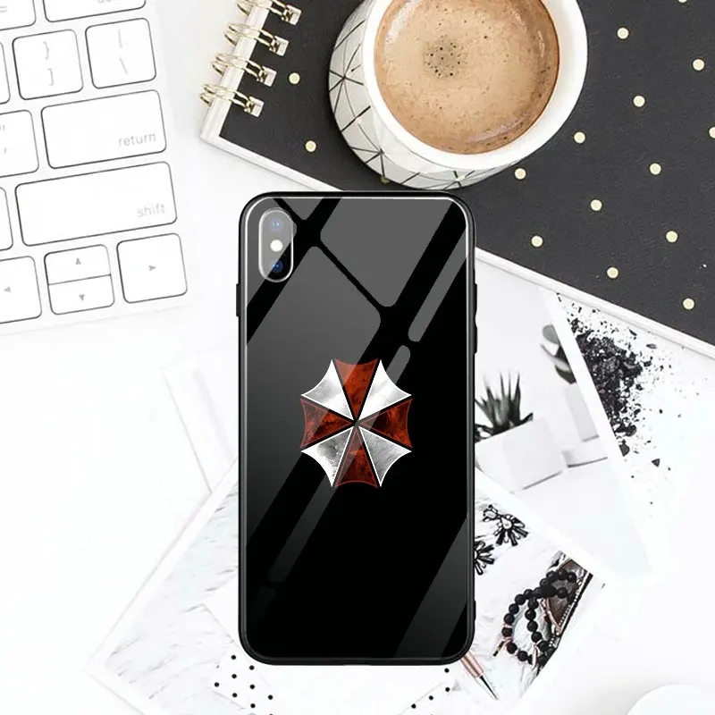 Жесткий чехол из закаленного стекла для мобильных телефонов, чехлы для iPhone X XR XS Max 8 7 6 6S Plus, сумки с зонтиком и тематикой «herent Evil» - Цвет: pattern 3