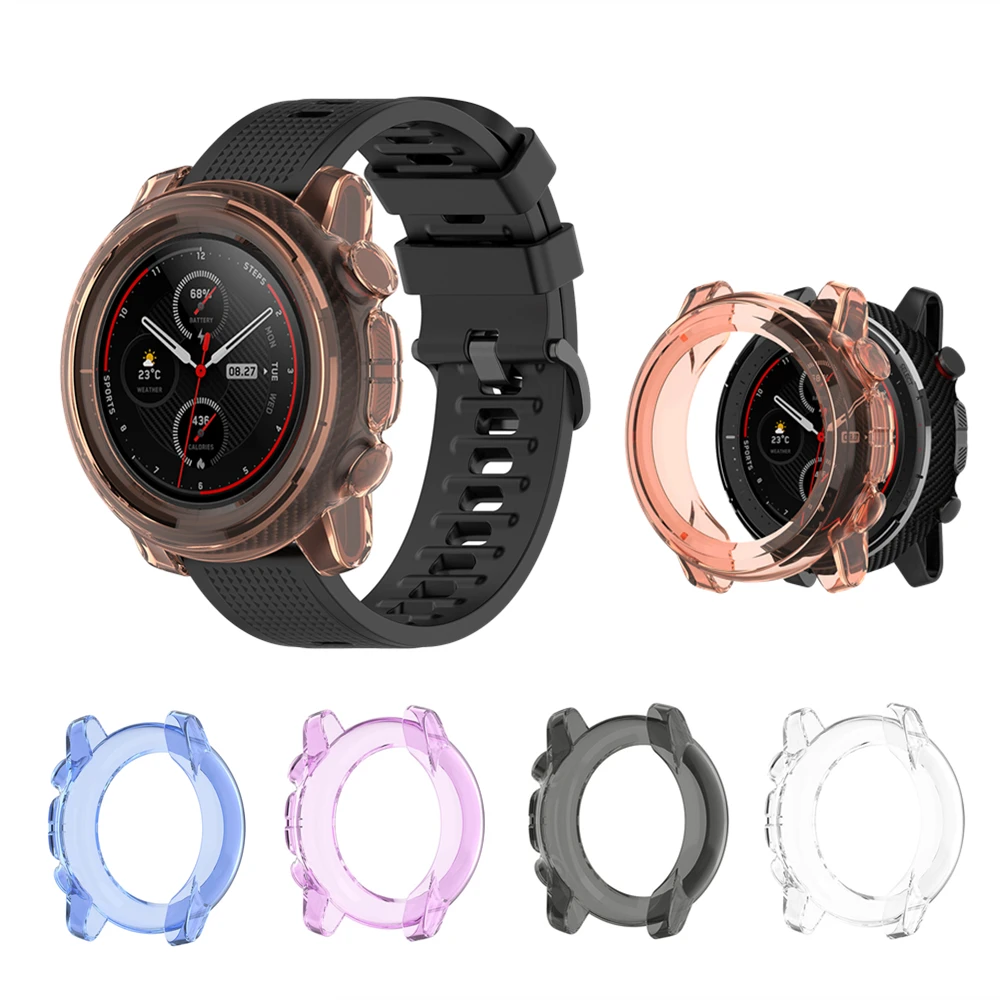 lotería Remontarse Corte de pelo Smart Watch Case For Huami Amazfit Stratos 3 Protect Cover TPU Soft Shell  For Xiaomi Amazfit Stratos3 Silicone Protector Frame