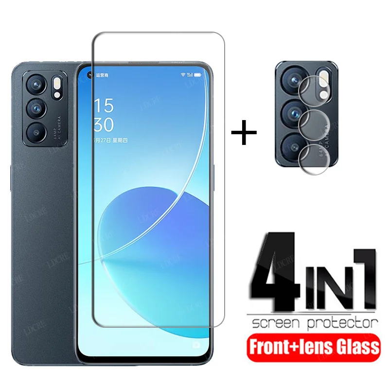 4-in-1 For OPPO Reno 6 5G Glass For Reno 6 5G  Tempered Glass Screen Protector For OPPO A54 A74 A94 Reno 5 Lite 6 5G Lens Glass mobile screen protector