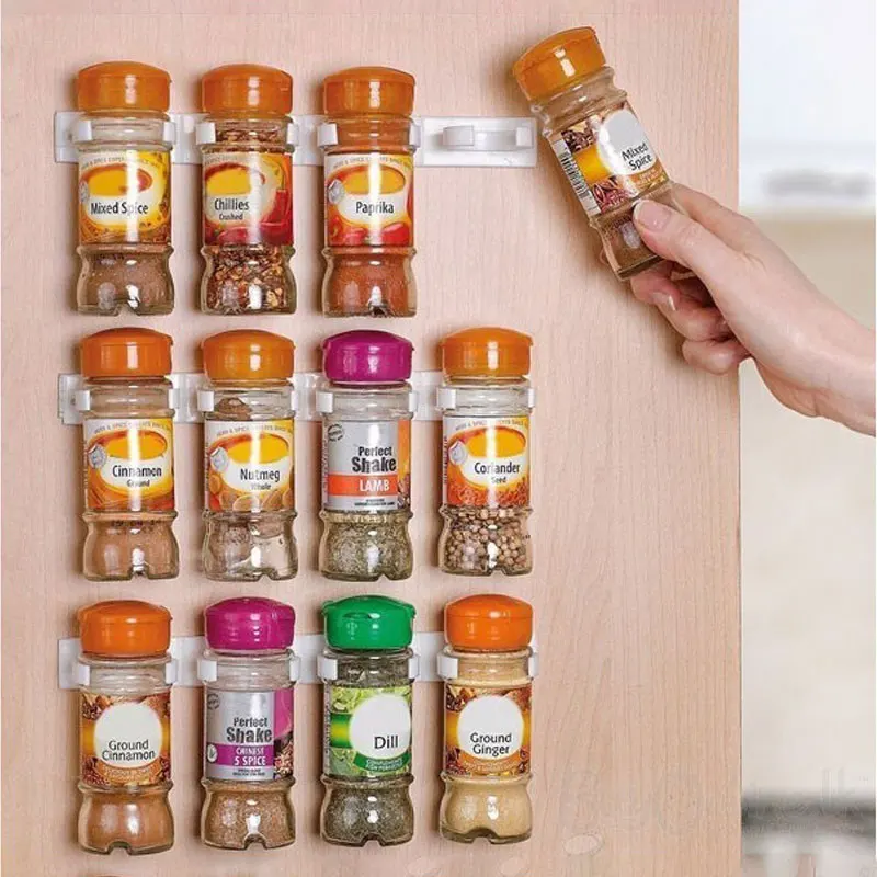 

Spice Rack Wall Mount Kitchen Organizer Seasoning Bottle Holder Hanging Spice Jars Clip Cabinet Organizer Spice Storage Rack