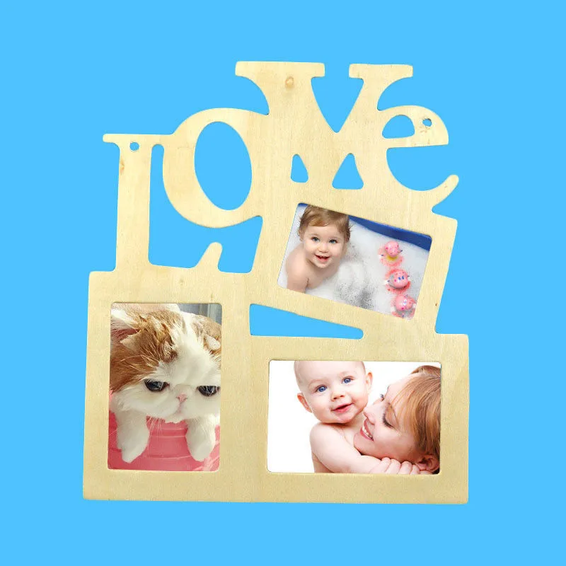 DIY Полые Любовь деревянная фоторамка Rahmen домашний Декор настенный коллаж подарок