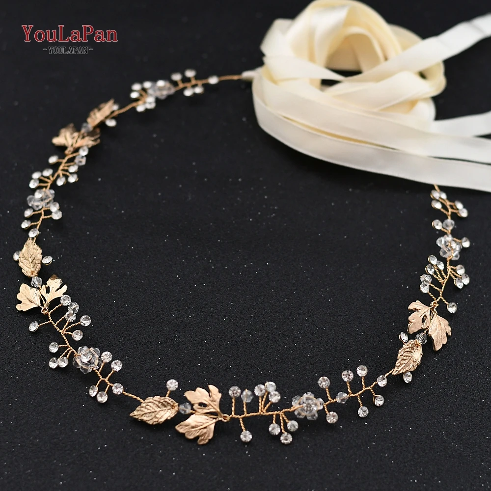 

YouLaPan SH122 Golden Rhinestone Belts for Women Diamond Waist Dress Belt Ivory Bridal Belt with Sash Jeweled Belt Sash